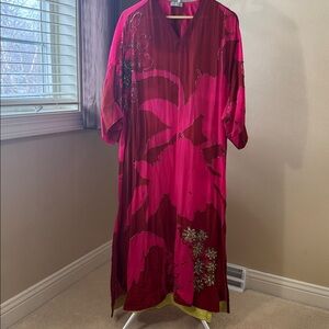Rajiramniq Sakhi Red Magenta Highlight Kaftan Kurta Set